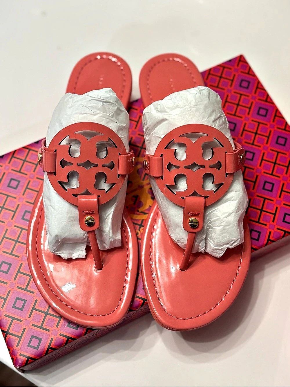 Tory Burch Miller Leather Sandals in Pink US 8.5 NWT